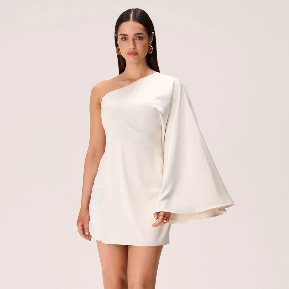 Adoore Athens Ivory Mini Dress with Dramatic Sleeve